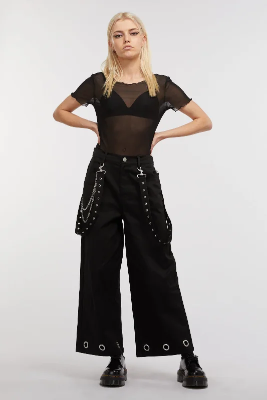 Duality Eyelet Wide Leg Pant Formal Linen Trousers