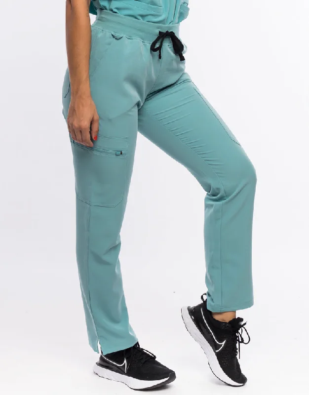 Essential Multi-Pocket Scrub Pants (Sample) - Audrey Teal Casual Yoga Pants