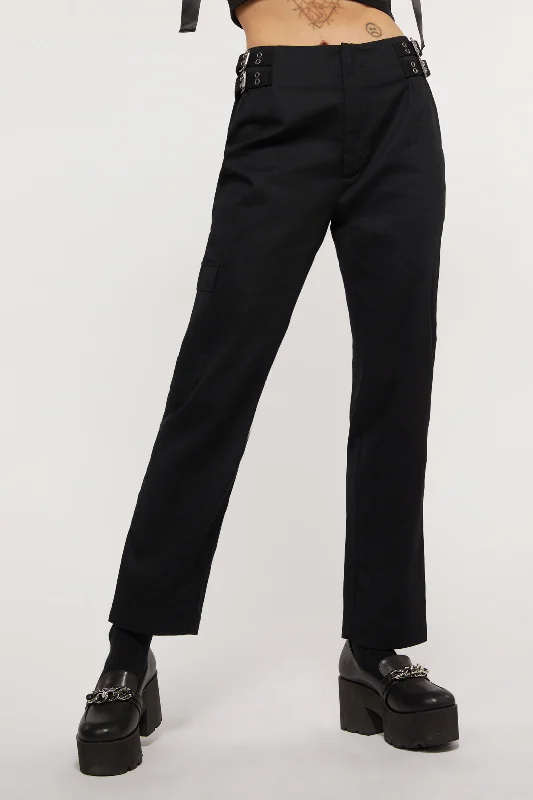 Goth Belted Pants Formal Stretch Pants