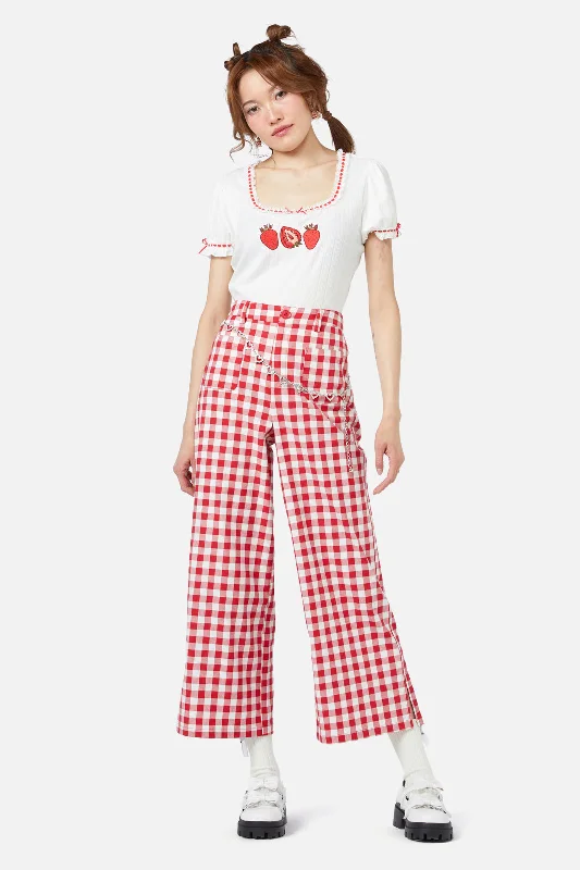 Jam Gingham Wide Leg Pant Soft Sweatpants Style