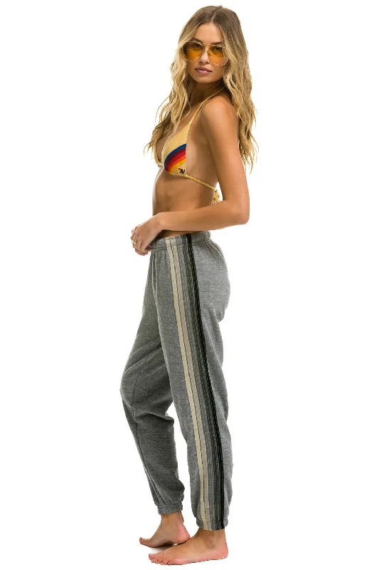 Pants 5 Stripe Sweat Wsprs5 Heather-Grey-Grey Comfortable Fleece Pants