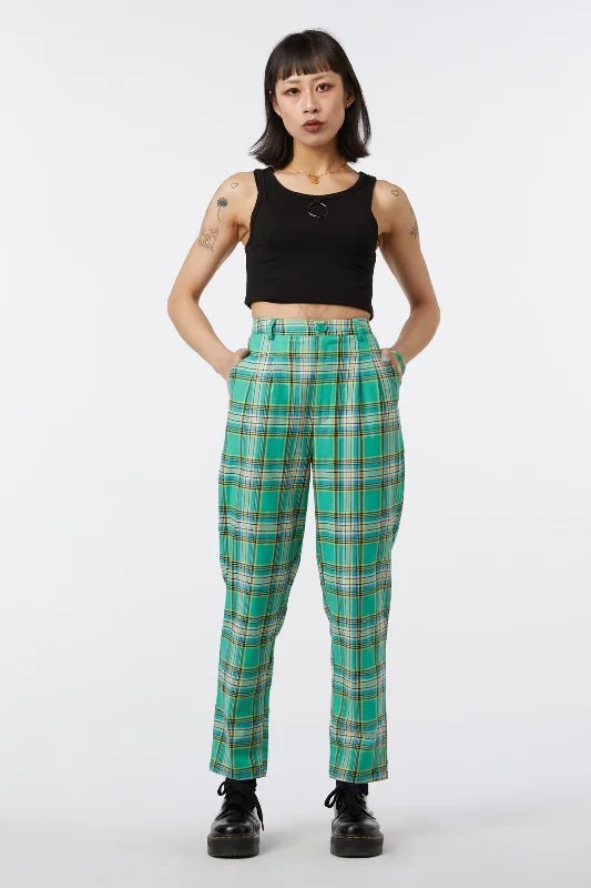 Spring Tartan Straight Pant High-Waist Jeans