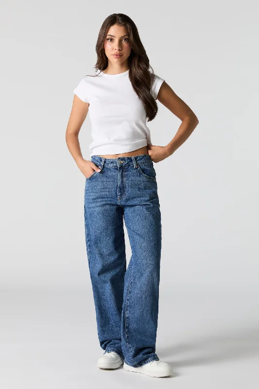 Dark Wash High Rise Wide Leg Jean Trendy Wide-Legged High-Waist Jeans