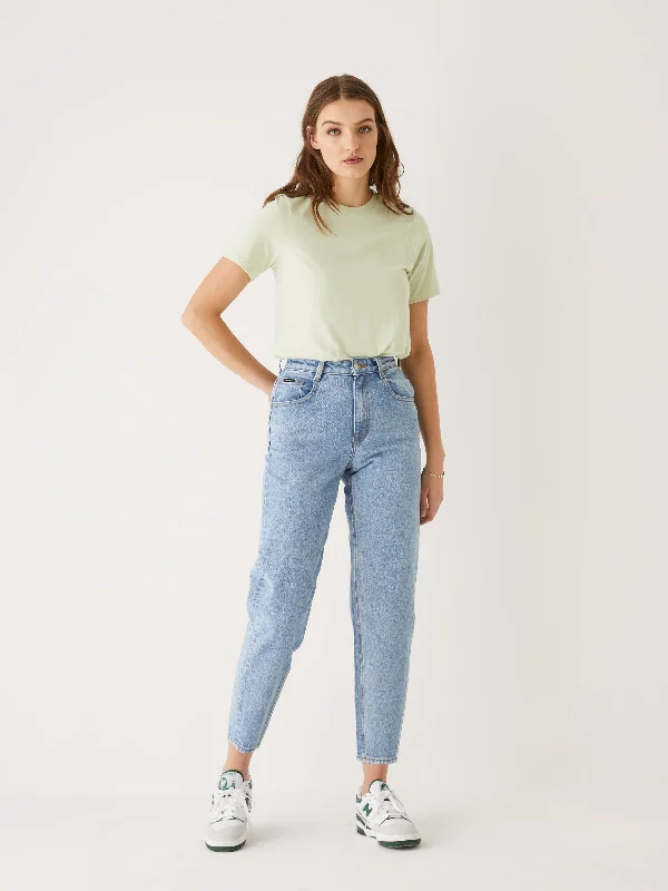 The Linda High Rise Balloon Fit Jean in Blue Fashionable Raw Hemmed Jeans