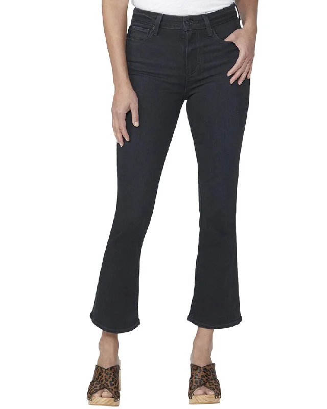 Paige Colette Black Caviar Crop Flare Jean Trendy Wide-Legged High-Waist Jeans