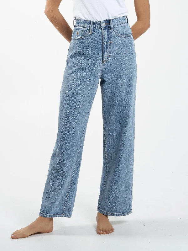 Billie Jean - Vintage Timeworn Blue Stylish Shredded Denim Jeans