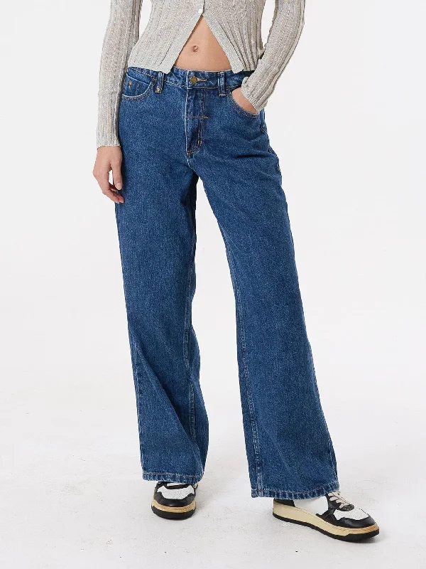 Billie Low Loose Jean - Rinsed Blues Trendy Bootcut High-Waisted Jeans