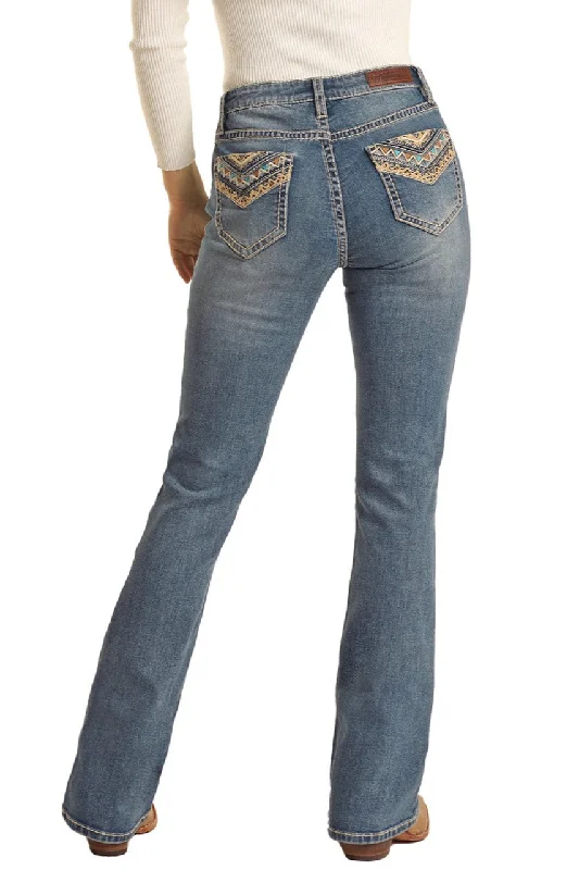 Cheetah Embroidered Jean by Rock & Roll Elegant Bootcut Fit Jeans