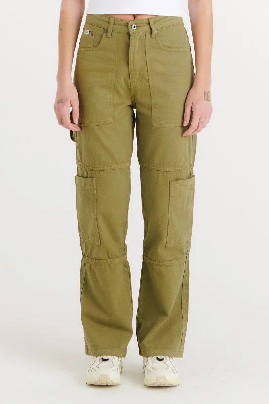 Combat Jean Khaki Casual Straight-Leg Jeans