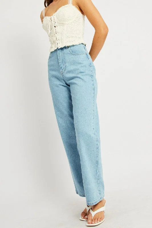 Denim Wide Leg Jean High Rise Crop Stylish Bootcut Denim Jeans