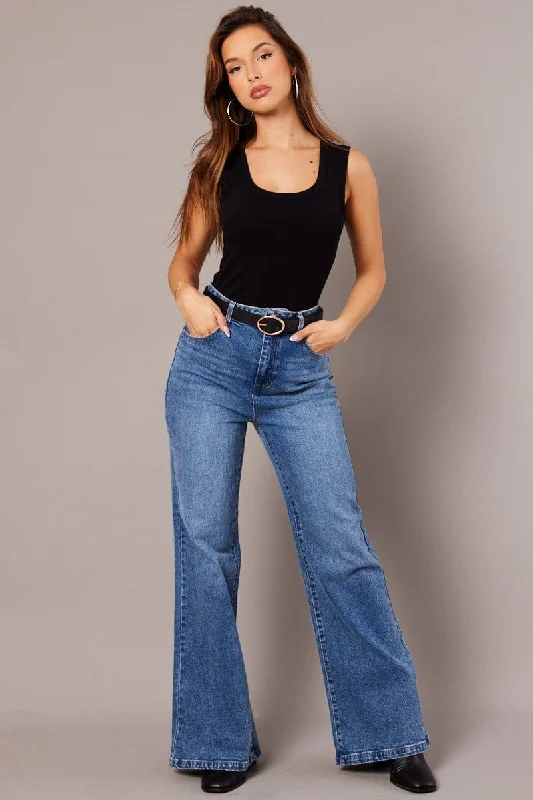 Denim Wide Leg Jean High Rise Fashionable Slouchy Fit Jeans