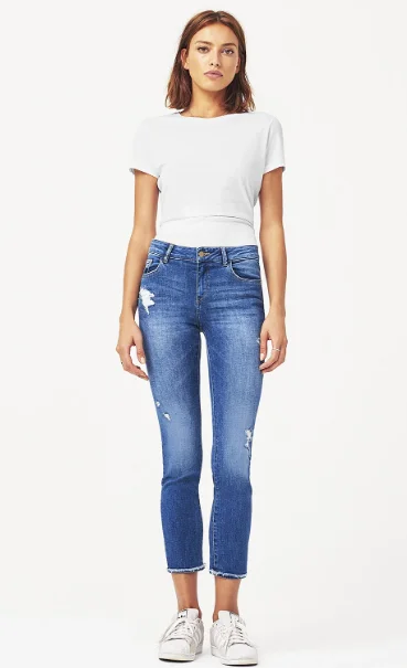 DL1961 | Mara Ankle High Rise Instasculpt Straight Jean | Ventura Trendy Wide-Leg High-Waist Denim