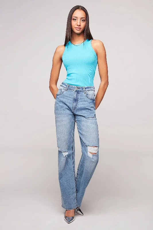 JANIS - Wide Leg Jean - Medium Blue Trendy Wide-Leg High-Waist Denim