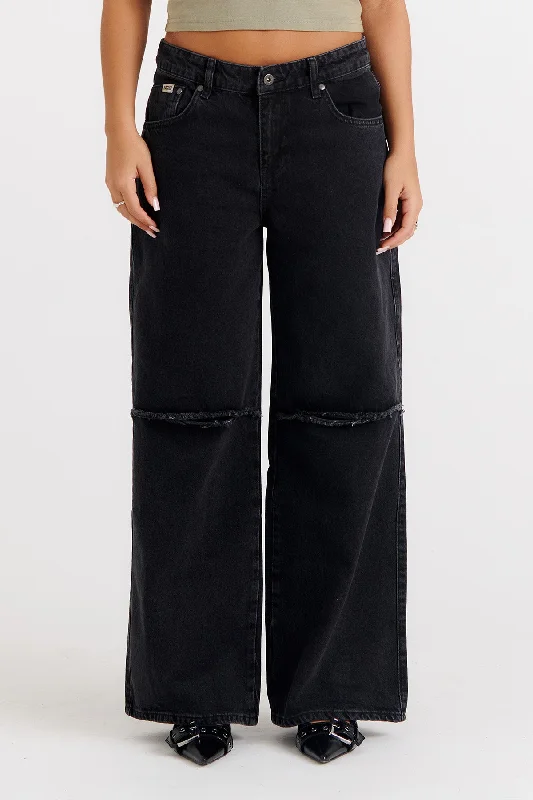 Knee Split Release Jean Elegant Wide-Leg Jeans