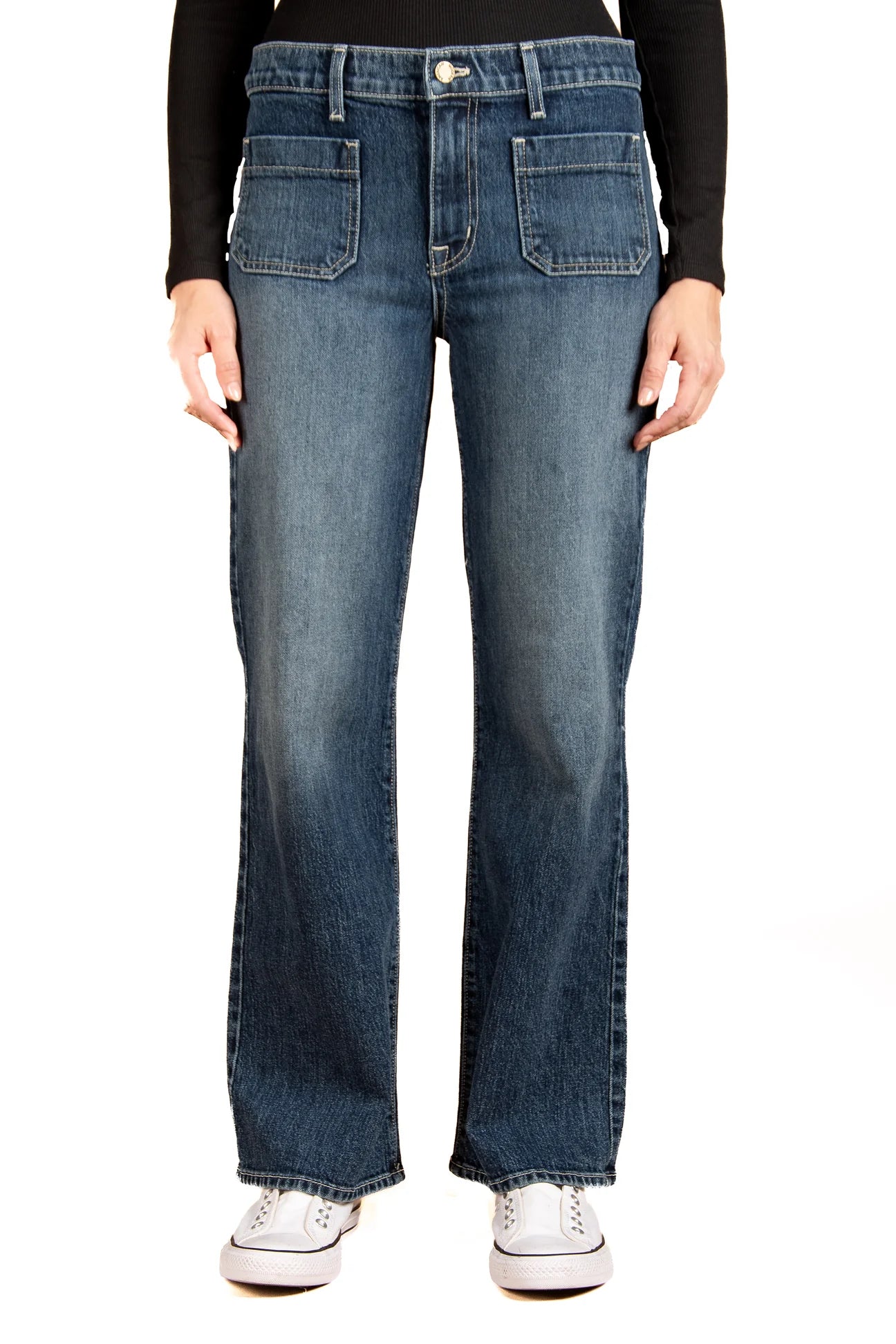 MARLEY WIDE LEG JEAN IN MOJAVE BLUE Casual Distressed Skinny Jeans