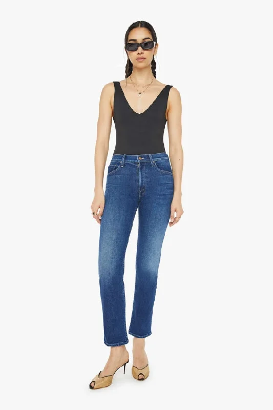 MOTHER Mid Rise Rider Flood Jean Comfortable Dark Wash Jeans