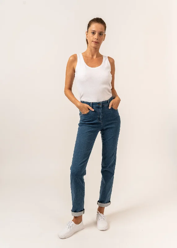 Jean droit Patricia - taille élastiquée en coton stretch (COOPER JEAN) Chic Dark-Wash Skinny Jeans