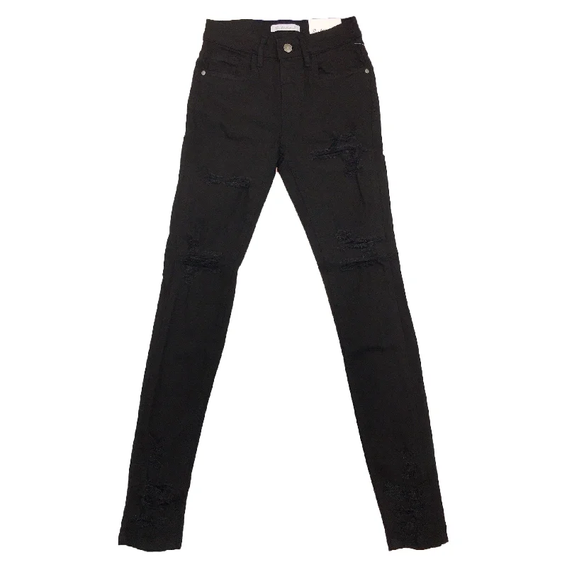 Pearl Collection Woman's Ripped Jean (Black) Comfortable Zip-Fly Denim Jeans