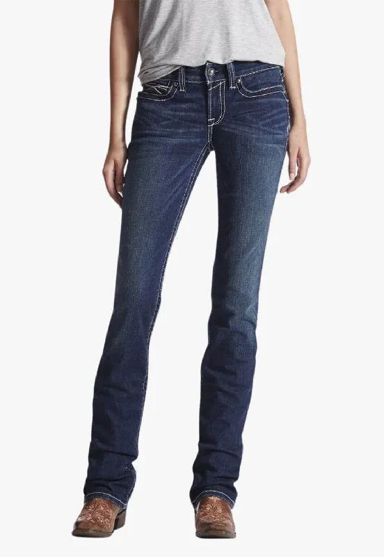 Ariat Womens REAL Mid Rise Stretch Icon Jean Casual Straight-Leg Jeans