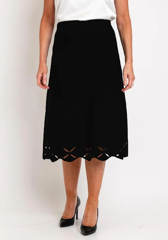 Gerry Weber Cut-Out Pattern Trim Midi Skirt, Black patchwork skirt art