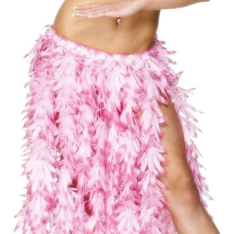 Hawaiian Hula Skirt Adult Pink Leaf Elasticated Waist 60cm 23in velvet skirt plush