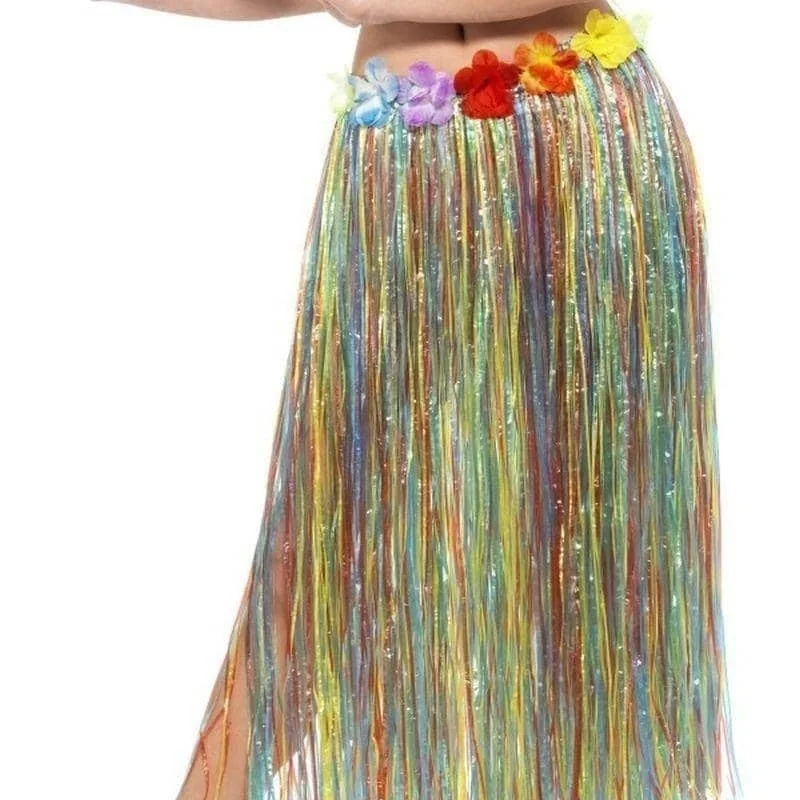 Hawaiian Hula Skirt With Flowers Adult Multi Coloured relaxed fit skirt