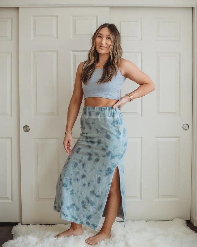 High-Waisted Organic Maxi Skirt | Ocean Mist velvet skirt glossy