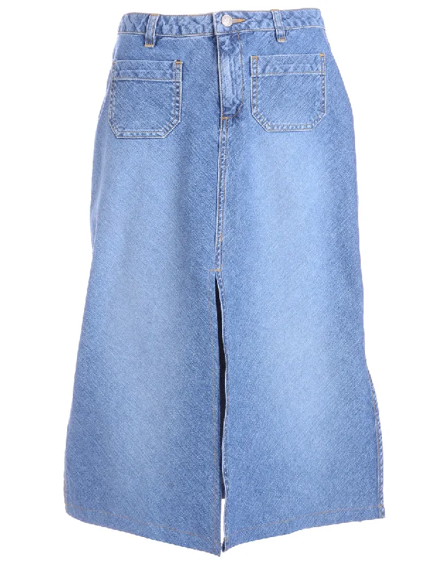 Label Cassy Long Denim Skirt silk skirt smooth