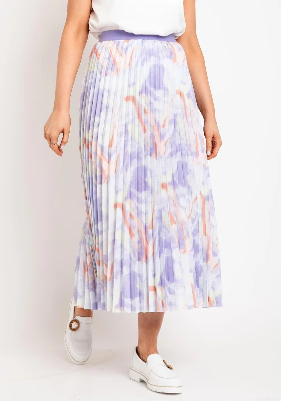 Leo & Ugo Print Pleated Midi Skirt, Lilac corduroy skirt comfortable