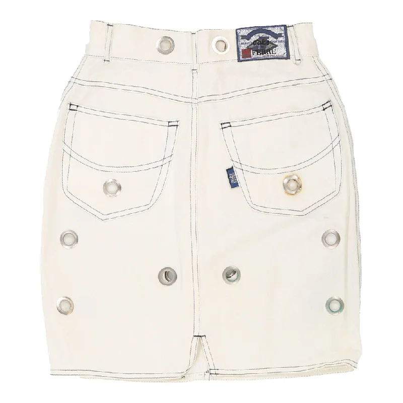 Oaks By Ferre Denim Skirt - 24W UK 4 White Cotton leather skirt refined