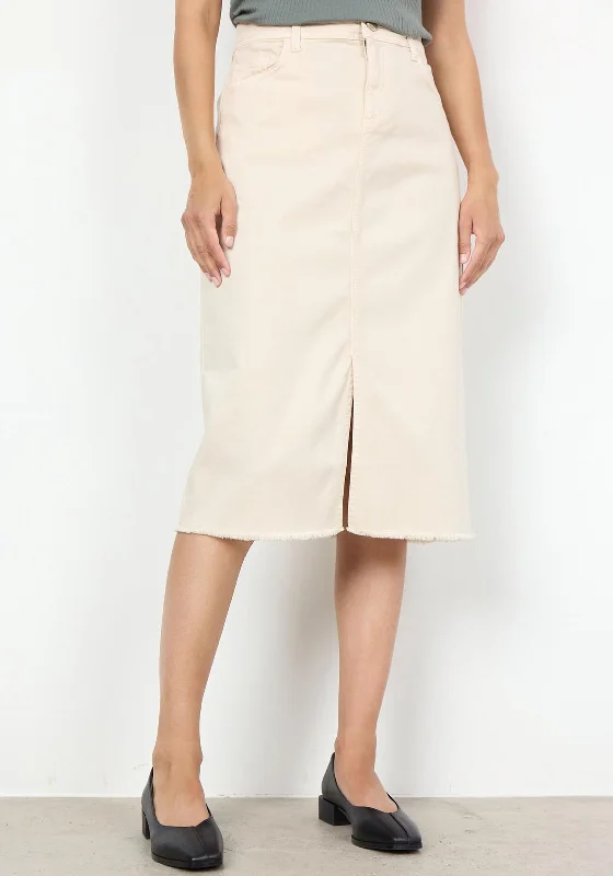 Soyaconcept Erna Midi Skirt, Cream corduroy skirt cozy