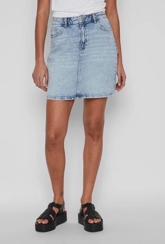 Vila Kaja Jaf Mini Denim Skirt, Light Blue Denim cotton skirt soft