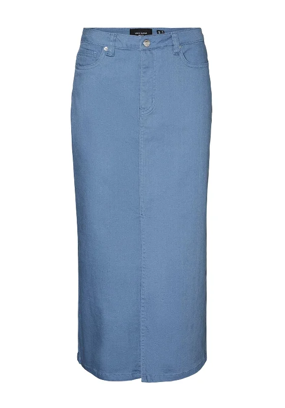 Vero Moda Wild Lucky Denim Midi Skirt, Coronet Blue denim skirt stylish